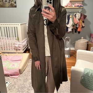 Zara Trench Coat Jacket Faux Suede - XS